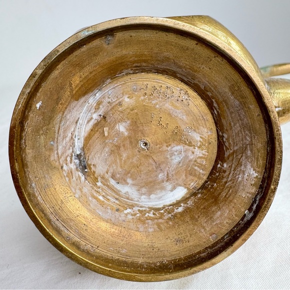 Vintage Solid Brass Teapot Genie Lamp Pitcher Made in India Ornate Etched Floral - Picture 5 of 15